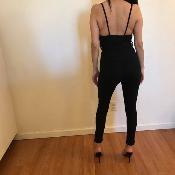 Kourt Black Surplice Tie Waist Jumpsuit - Picture 7 of 8